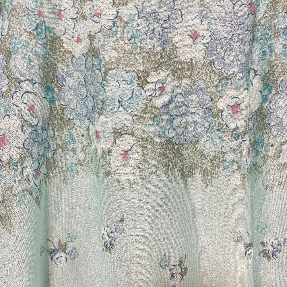 Vintage FRANCIS GALE 70s Aquamarine Floral Print Cape Dress - Size S/M - Picture 6 of 16